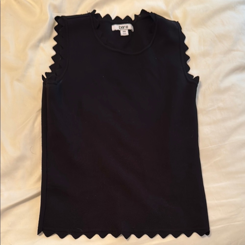 Black Scalloped Tank Top